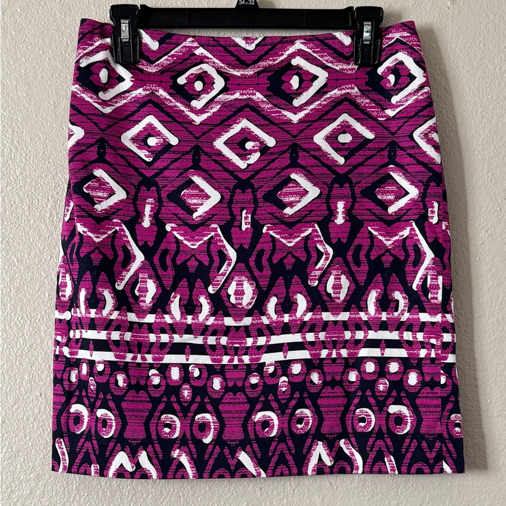 Ann Taylor Pink/Purple/Black Pencil Skirt Size 4 Zip EUC Lined Workwear Office